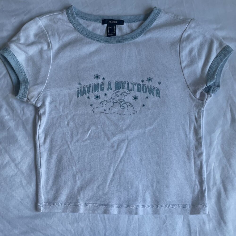 Medium Cute Summer Top Blue & White